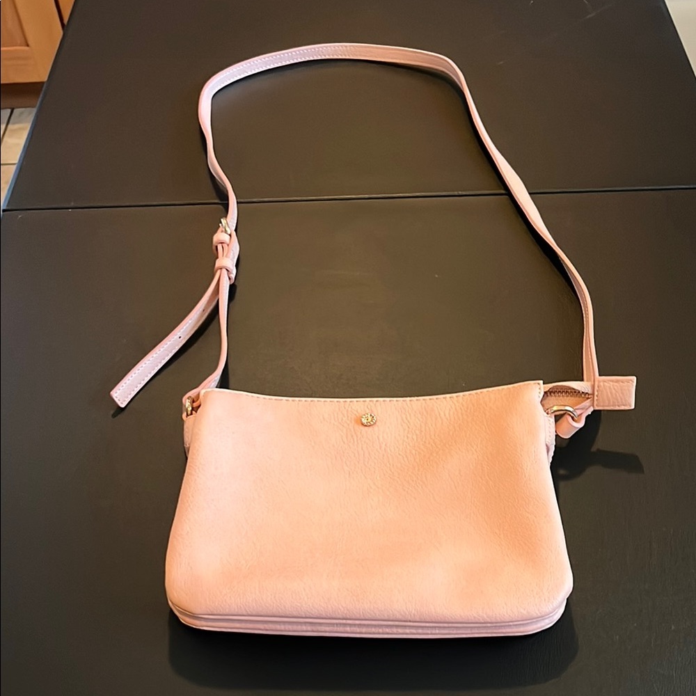 Elegant Pink Leather Crossbody Bag